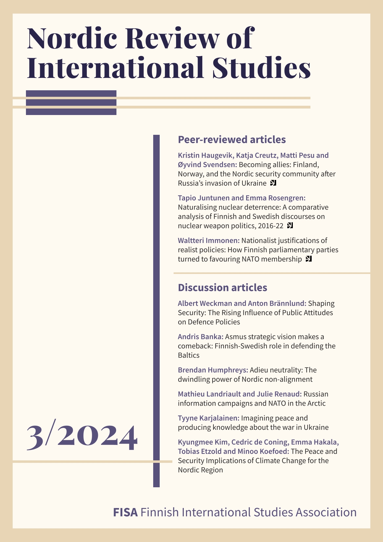 					View No. 3 (2024): Special Issue on Nordic Perspectives on Russia’s War of Aggression in Ukraine
				